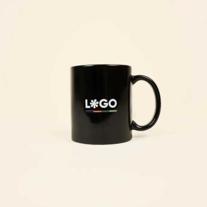 IRIS: Black ceramic mug. Full color printing